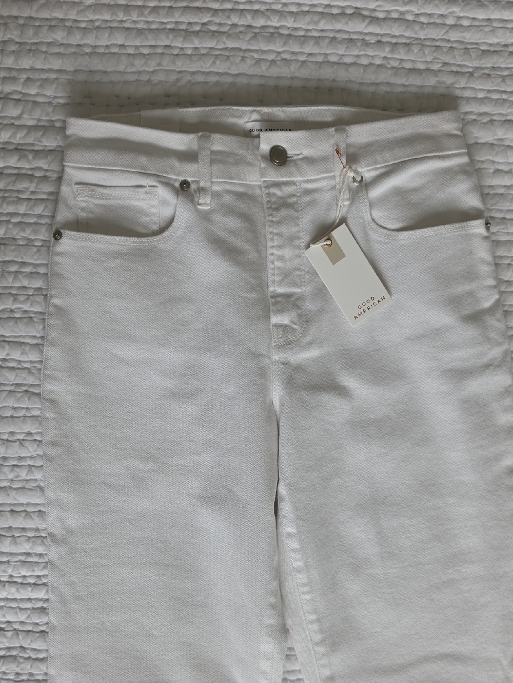 Good American Good Classic Slim Bootcut Jeans White NWT Size 8/29 High Rise Flar - Picture 5 of 12